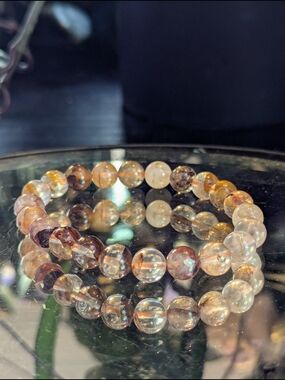 A-Quality Golden Healer Dendritic Quartz Beads Crystal Stretch Bracelet